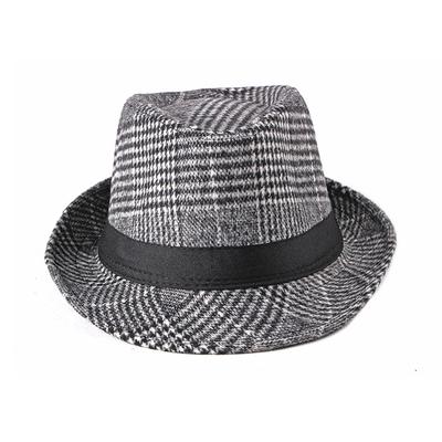 Sombrero de lana para hombre, sombrero a cuadros británico, sombrero de caballero, sombrero de jazz, sombrero Fedora para mujer, otoño e invierno