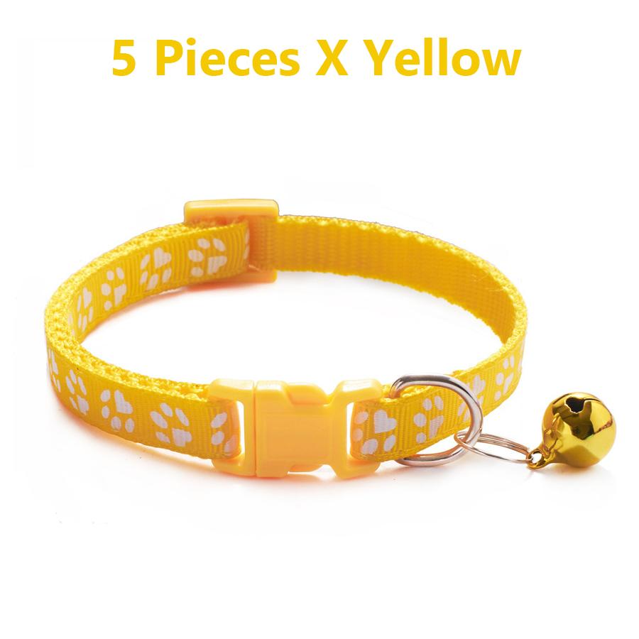 1/5Pcs Adjustable Footprint Pet Collar with Bell, Cute Soft Neck Collar for Puppy Small Dog Kitten Cat Daily Wear