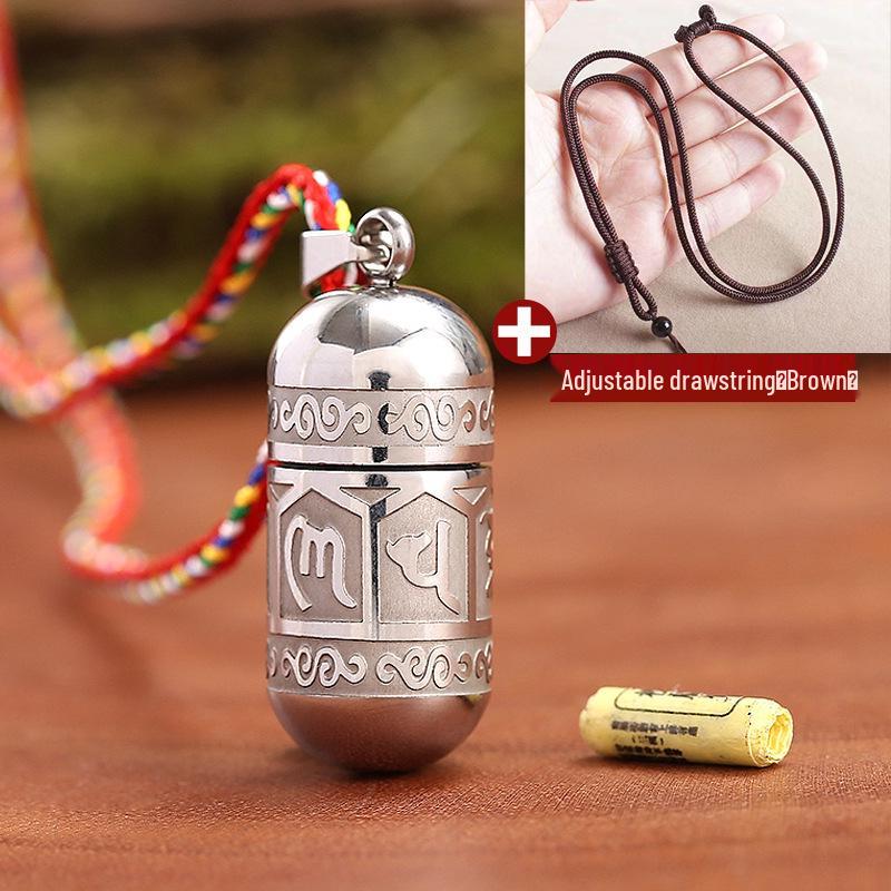 Подвеска-амулет  Мантра Ленгьян из титановой стали  - Ретро, открывающийся амулет для мужчин и женщин