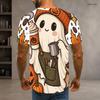 Men Plus Size Round Neck Short Sleeve Halloween Opossum Pumpkin Printed T Shirt