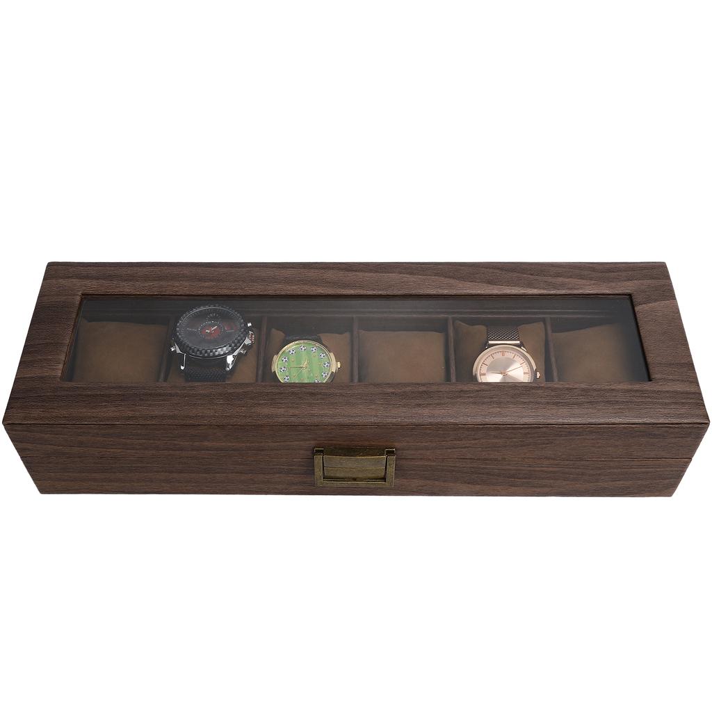 6 Grids Watch Display Box Portable Wooden Watch Storage Box Holder Jewelry Gift Case