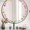 Mirror Stickers,Plant Flower Wall Stickers,Self-adhesive Wall Stickers For Decorating Mirrors In The Bedroom And Bathroom