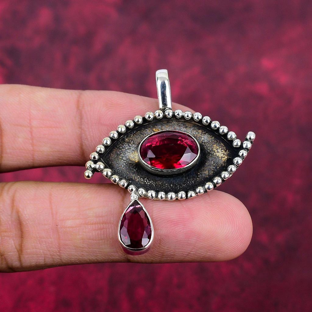 Rubellit Anhänger, 925 Sterling Silber Anhänger Edelstein Schmuck, handgefertigter Anhänger Erstaunlicher Schmuck, Geschenk für Sie