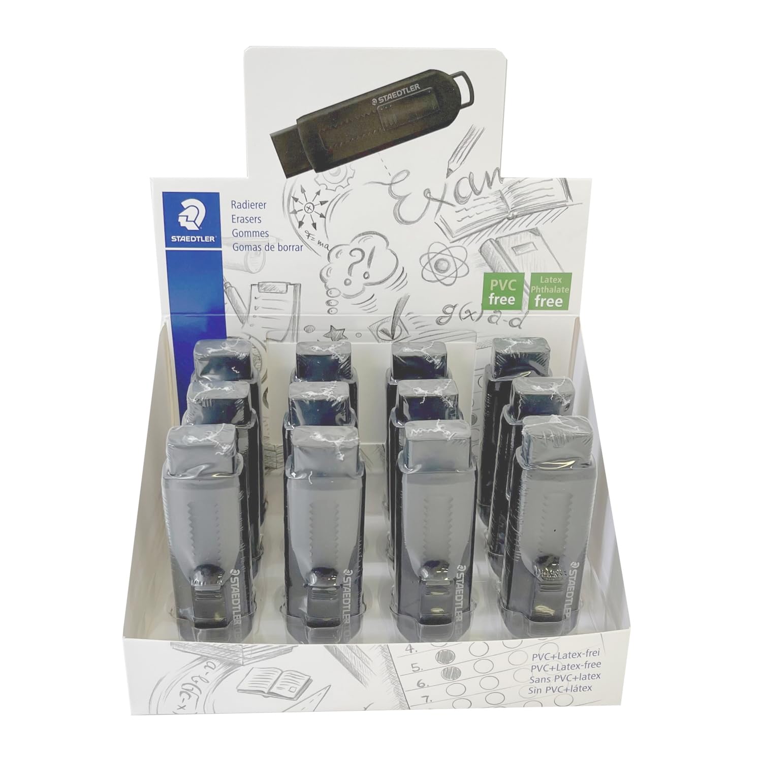 

STAEDTLER Eraser Black PVC Holder Type 12 Pieces 525 PS1B-112 чёрный