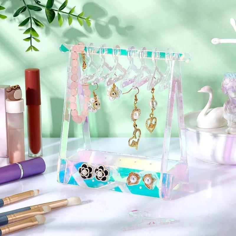 Coat Hanger Acrylic Earrings Stand Organizer Hanger Shape Tabletop Jewelry Display Holder for Earring Ear Stud Organize