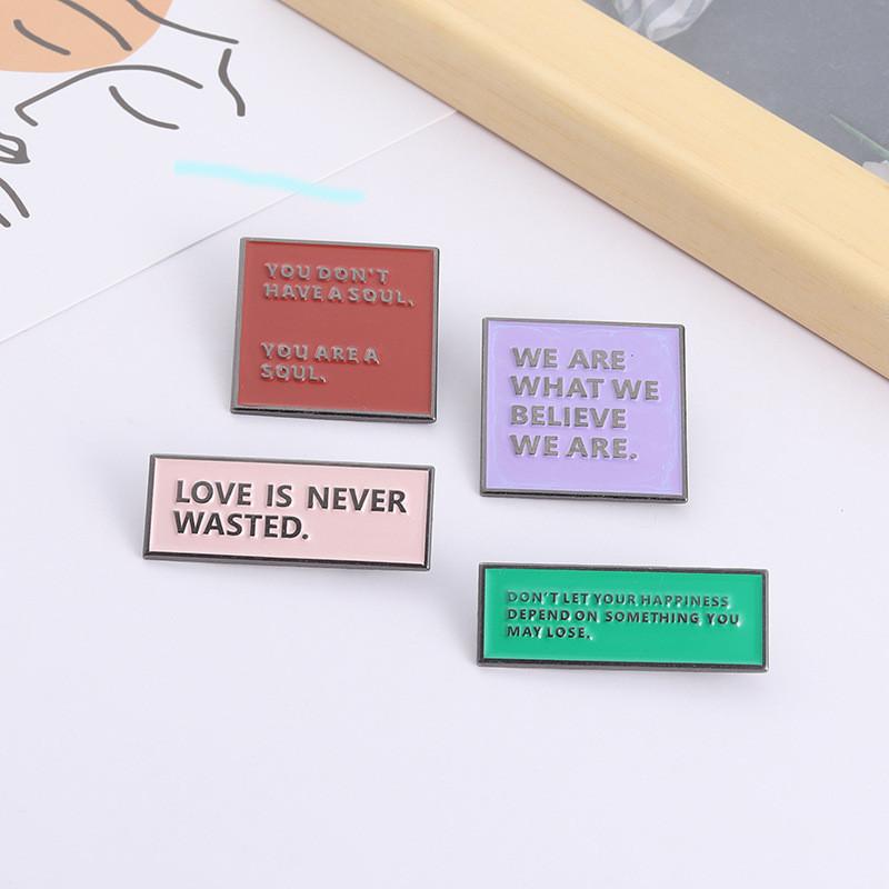 Stylish Alloy Letter Brooch Set Contemporary Geometric Enamel Pins For Wear Everyday