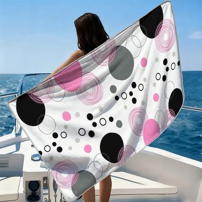 Pink Grey Circle Beach Towel Ultra-fine Fiber Quick Drying Absorbent Beach Swimming Vacationvacation Essentials Gifts