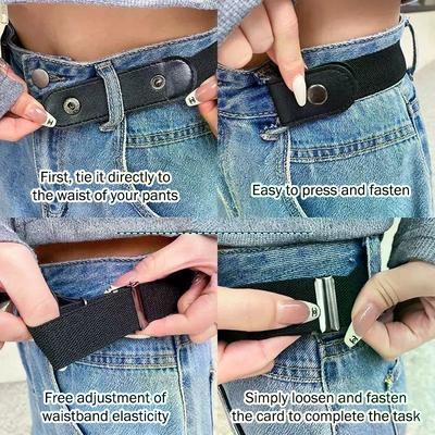 1Pcs Jean Pants Dresses No Buckle Stretch Elastic Waist Belt For Women Men No Buckle-Free Waist Belt