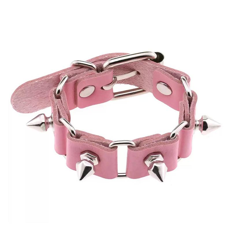 Fashion Spike Bracelet Punk Faux Leather Bracelets Goth Girl Bangle Studded Rock Wristband For Women Men Jewelry
