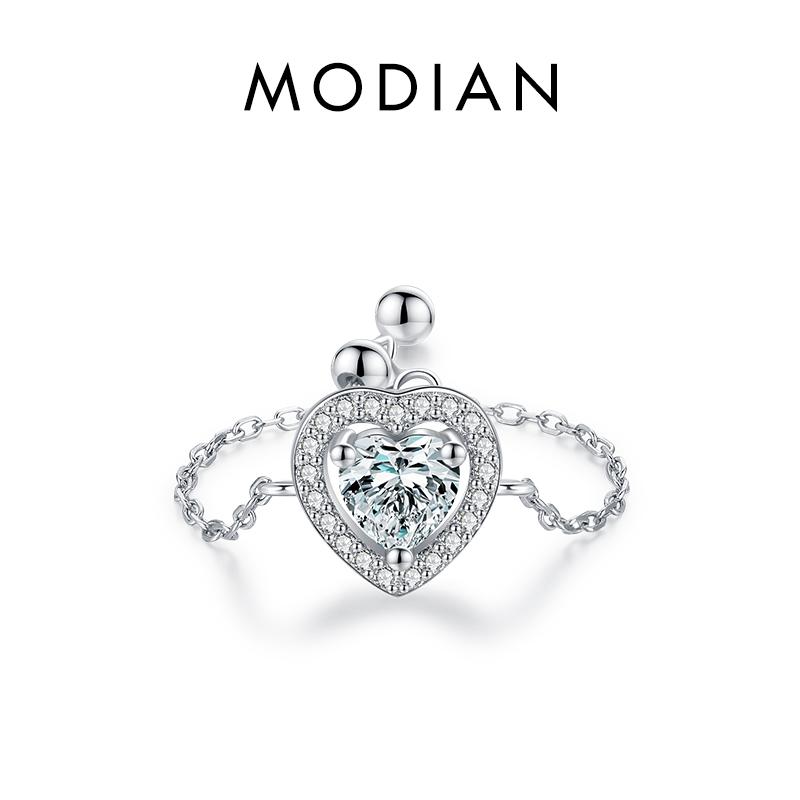 26 Style CZ Heart Flower Infinite Symbol Link Chain Ring 925 Sterling Silver Hearts Adjustable Rings For Women Jewelry
