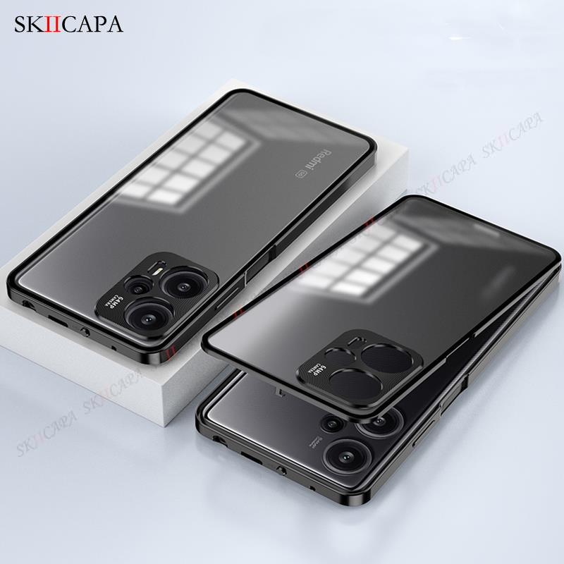 Tempered Glass Phone Case For Redmi Note 12 Turbo Aluminium Alloy Bumper Cover For Redmi Note 12 Pro Plus Slim Shockproof Cover