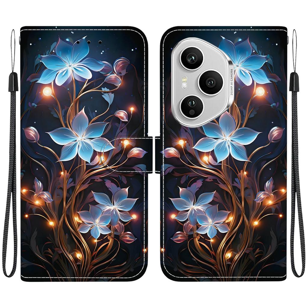 For Honor 400 Pro 5G (Global) Case Pattern Printing Leather Flip Wallet Phone Cover with Lanyard