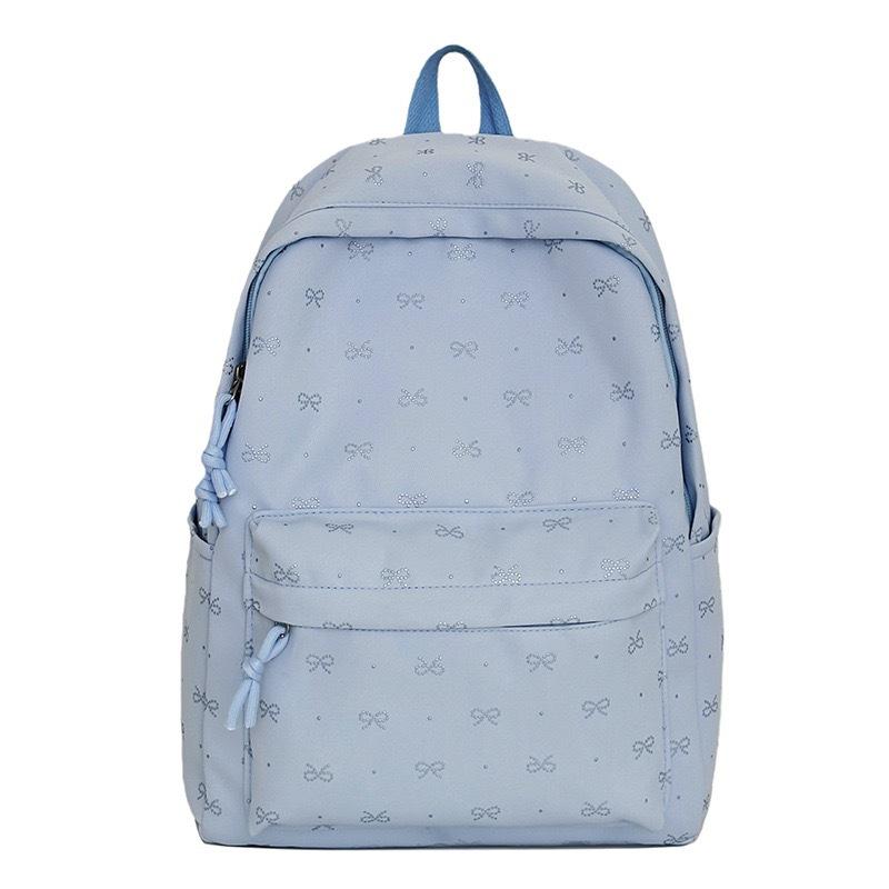 Schoolbag Korean Version of Girl Heart Bow Backpack College Style Junior High School Student Schoolbag Large Capacity Simple Versatile Backpack