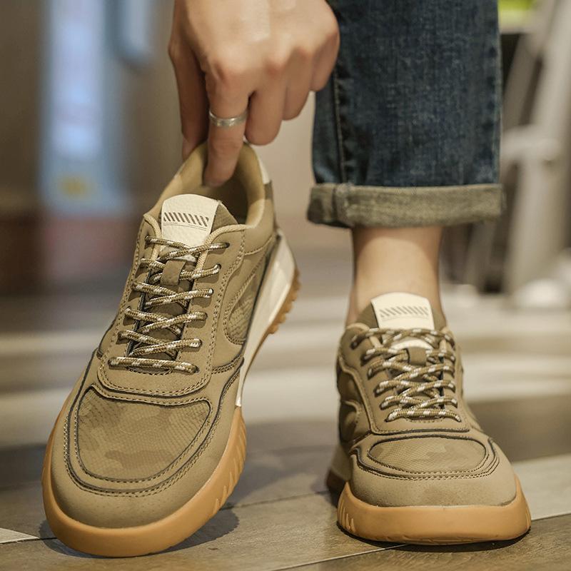 Light luxury shoes new autumn retro sports casual running board shoes leather thick-soled Forrest Gump shoes