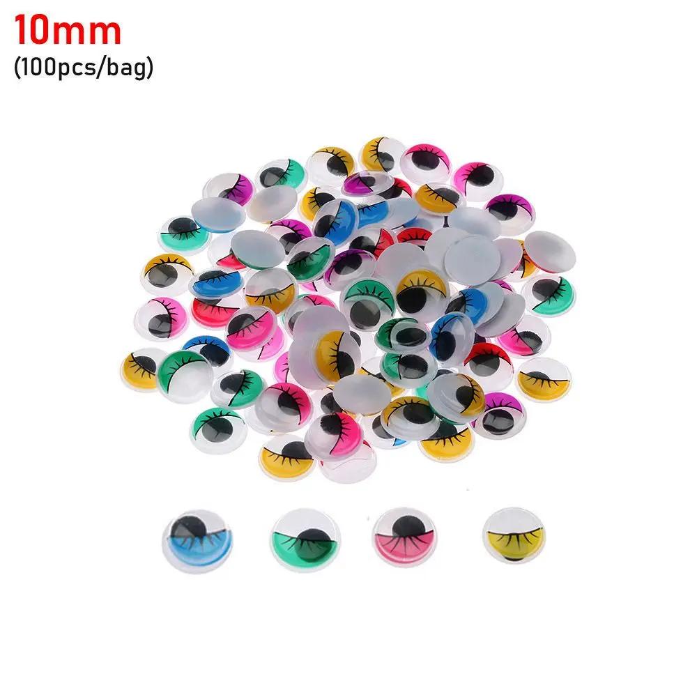 100Pcs/Bag 7/8/10/12/15/18/20MM Colorful Round Wiggling Moving Eyes Plush Panda Eye 3D Dolls Accessories DIY Dolls Materials