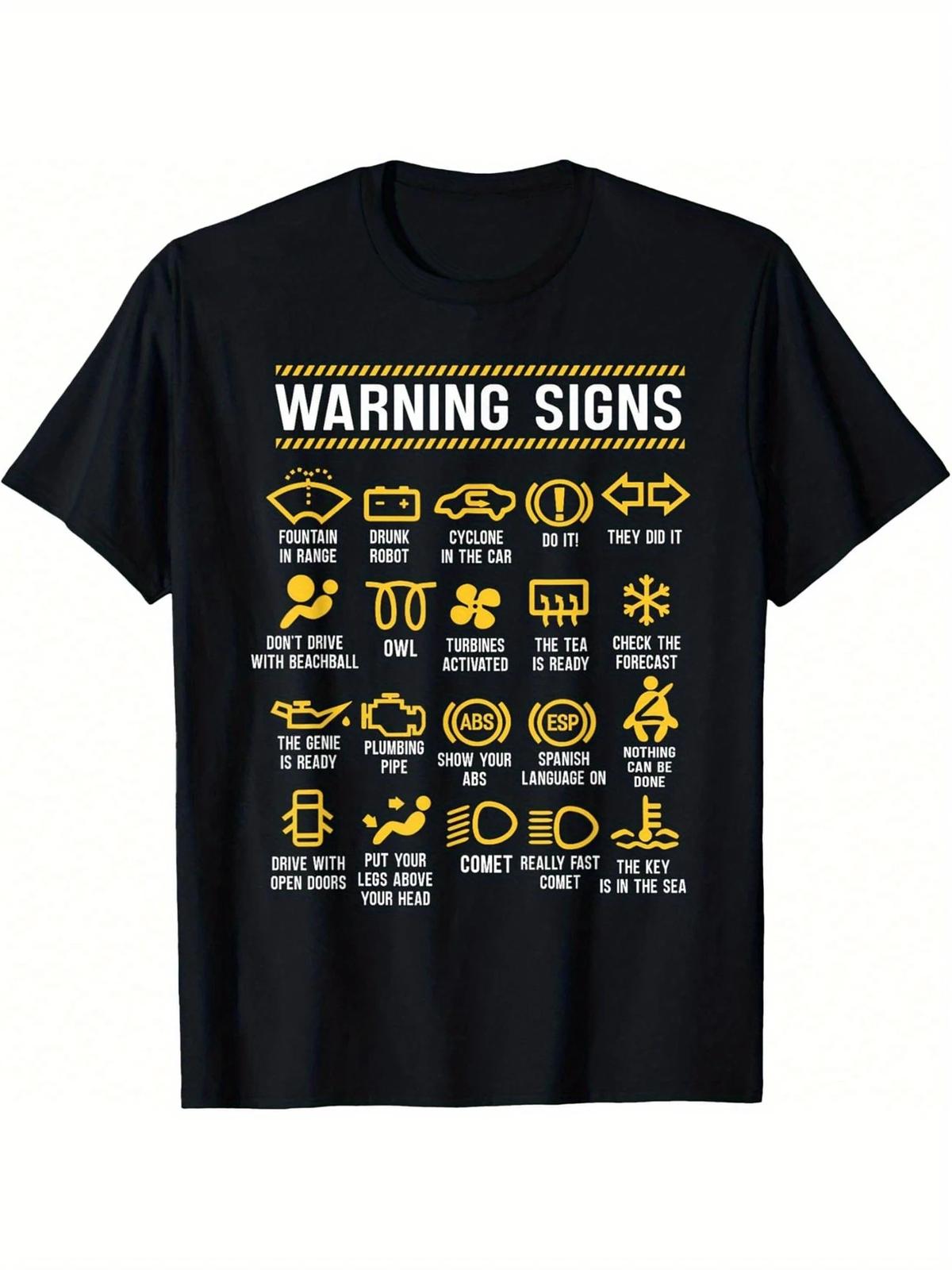 Humorous Car Mechanic Warning Signs T-Shirt S