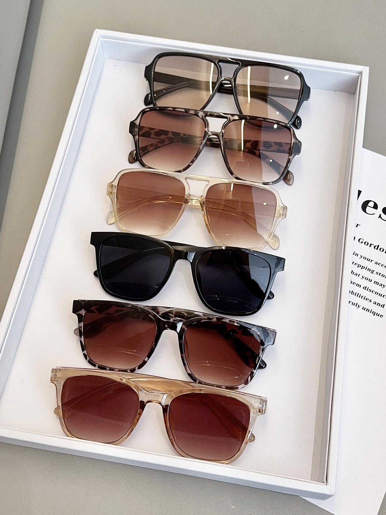 

6Pc Fashion Mixed Frame Glasses, Classic Fashion Trendy Decorative Glasses with Gradient Lenses, Suitable for Holiday Gifts