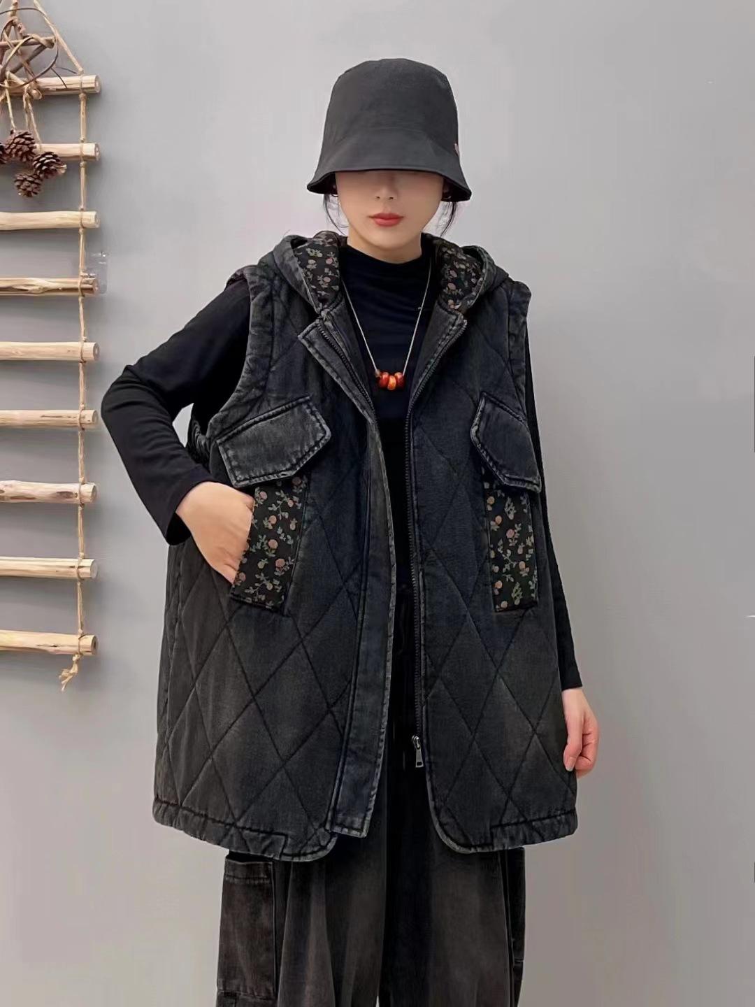 

2025 осень новый принт худи ромбовидный топ куртка с принтом универсальный ретро классический повседневный жилет Average size