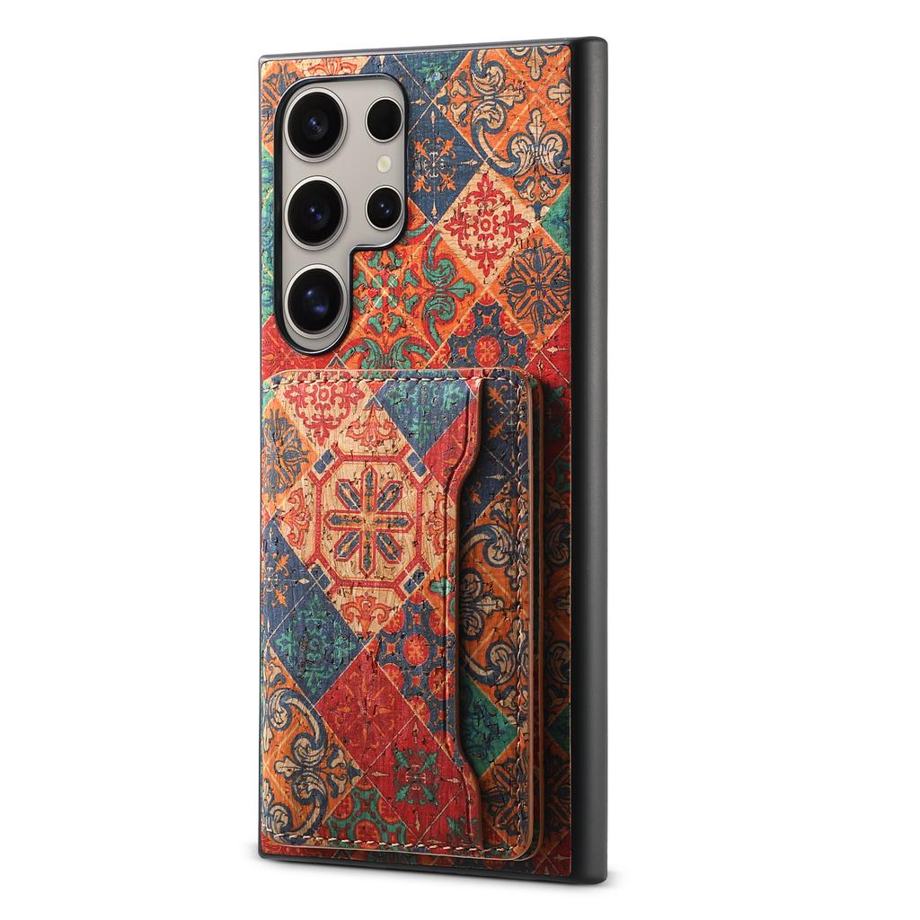 For Samsung Galaxy S25 Ultra Case Flower Print Leather+PC+TPU Cover with Card Holder Kickstand