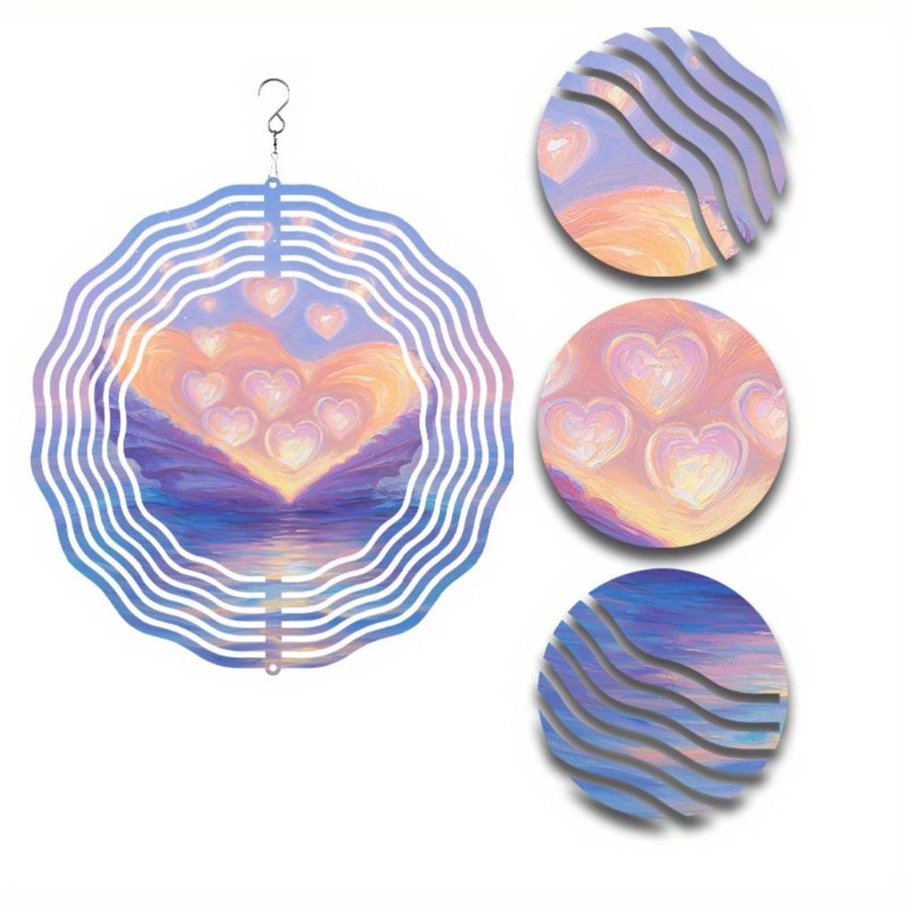 Rotating Heart-Shaped Wind Chime – Elegant Metal Garden Decor with 360° Hook, No Electricity Needed,