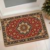 1pc Flannel Persian Vintage Floor Mat For Entryway, Bedroom, Kitchen, Bathroom, Non-Slip, Water Absorbent, Easy To Clean, Red Series Home Decor Rug