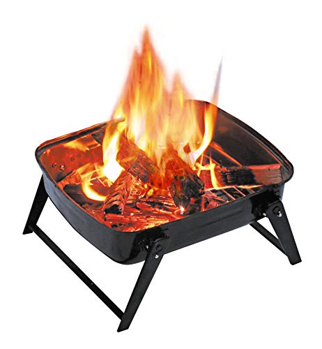 Captain Stag BBQ Stove, Grill, Oven, Fire Pit, BBQ Smoke Oven Grill, Mini, with Lid, Black, UG-61