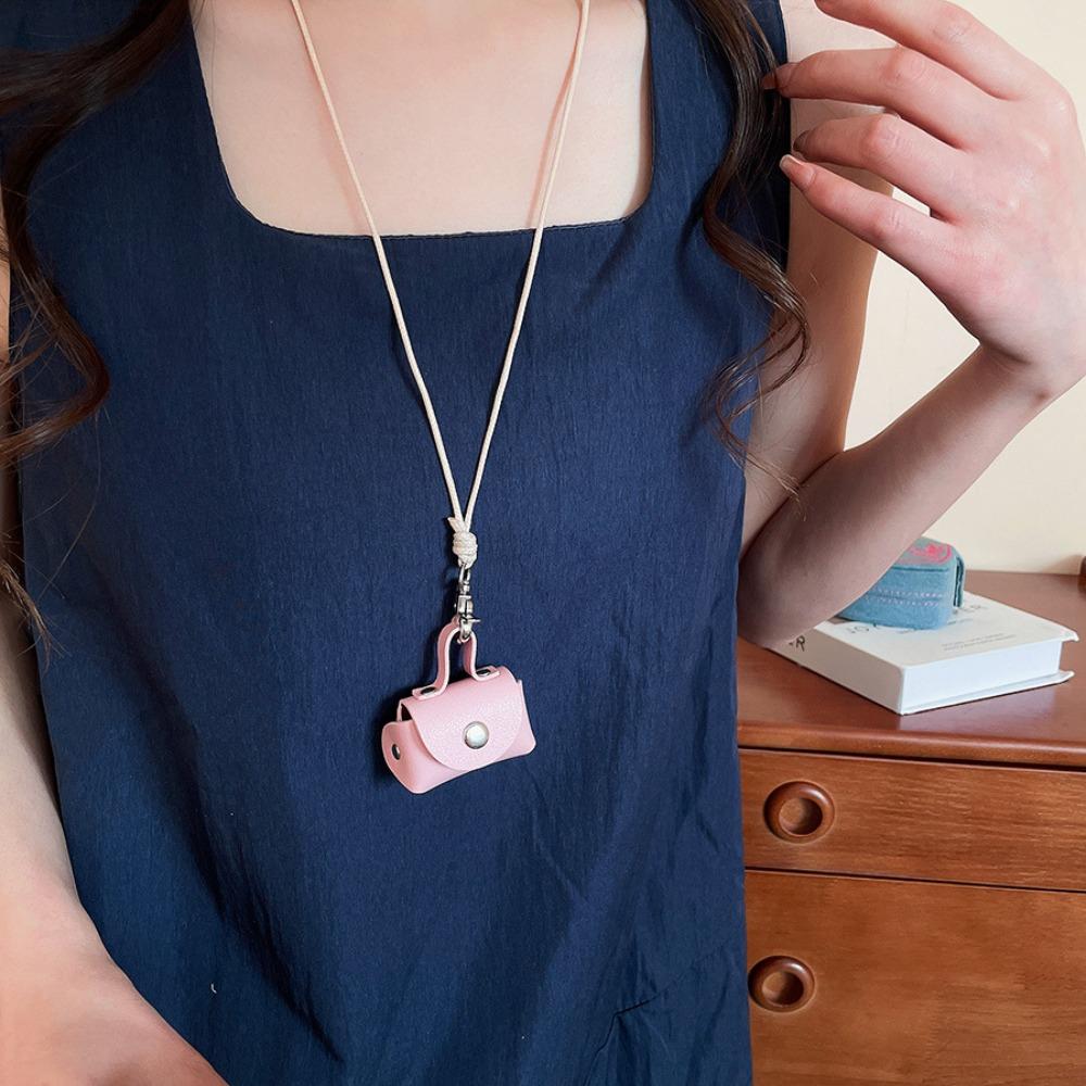 Hanging Neck Long Leather Necklace Anti-loss Sweater Chain Portable Mini Coin Purse Necklace Women