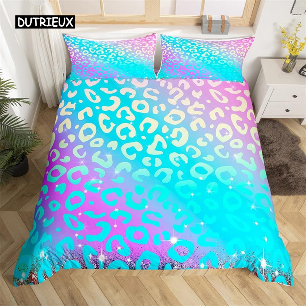 3D Leopard Print Duvet Cover Wild Animal Skin Comforter Cover Microfiber Zebra Stripes Bedding Set Queen For Kids Adults Bedroom