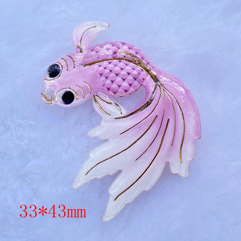 10 Stück Neues Acryl Süßer Goldfisch Mit Einem Loch Flache Rückseite Cabochon Scrapbooking Haarspange Mitte Verzierungen DIY Zubehör F70