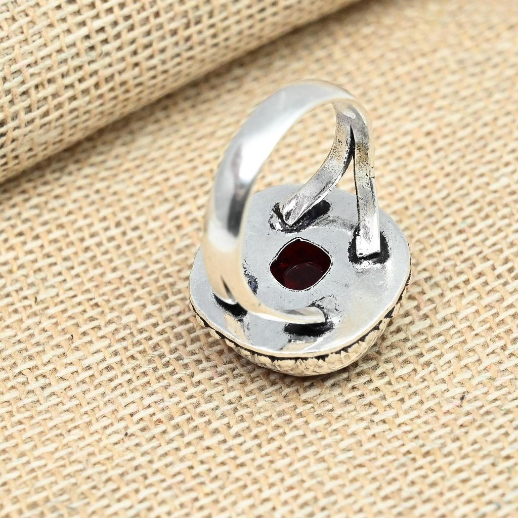 Red Garnet Gemstone Handmade 925 Sterling Silver Ring Beautiful Designer Ring Anniversary Gift