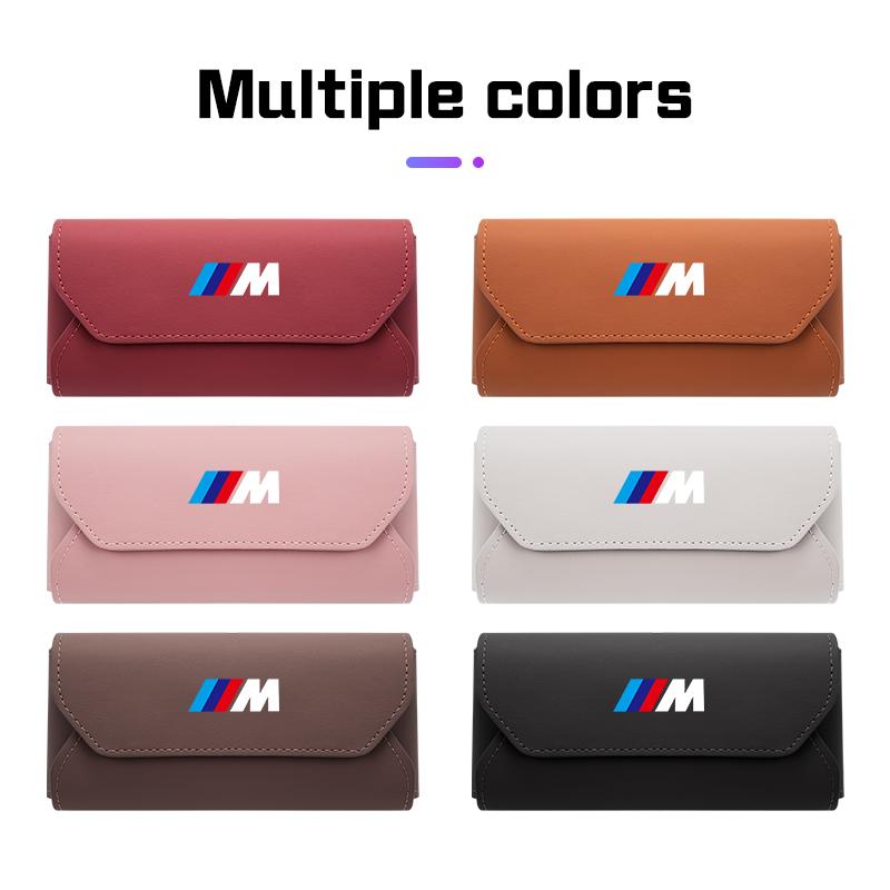 BBJE7 For BMW M M3 M5 E36 E39 E46 E60 E70 E90 E91 E92 F10 F40 G01 G70 Leather Car Visor Glasses Case Sunglasses Box Eyeglasses Storage
