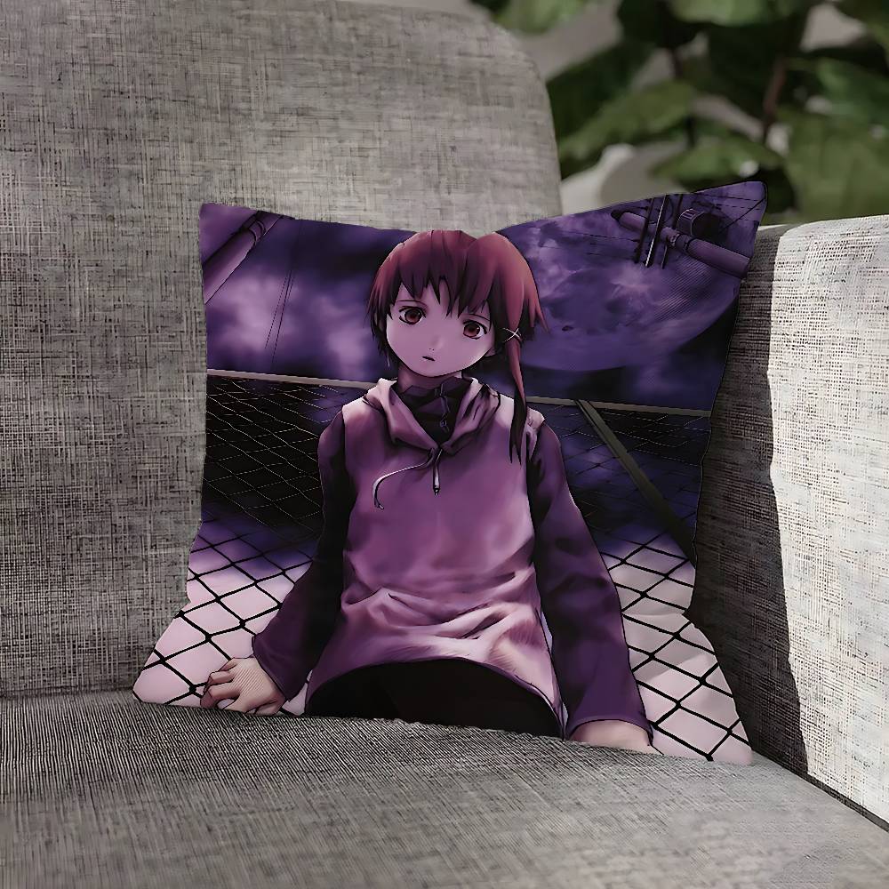 Lain Iwakura S-Serial Experiments Pillow Case For Sofa Decor Car Office Room Printing Cushion Cover Decorations and Protector