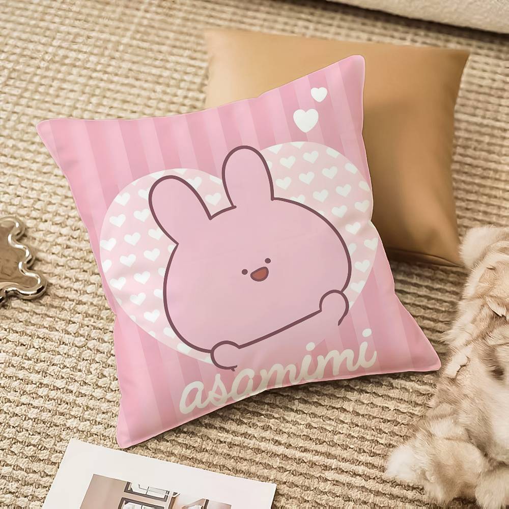 Cartoon A-Asamimichan-MT Cute Bunny Singer Pillow Case Comfort Sofa Bed Silky Elegant Invisible Zipper Decorative Cushion Cover