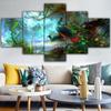 5 Panels Pfauenbaumwald Leinwandgemälde abstrakte Poster und Drucke Wandkunst Bilder für moderne Wohnzimmerdekoration ohne Rahmen