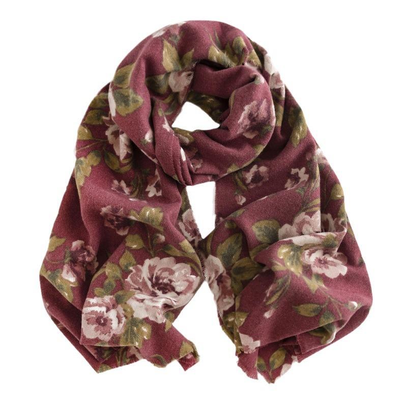 Retro Ethnic Rose Print Scarf New Women's Scarf Imitation Cashmere Literary Retro Style
