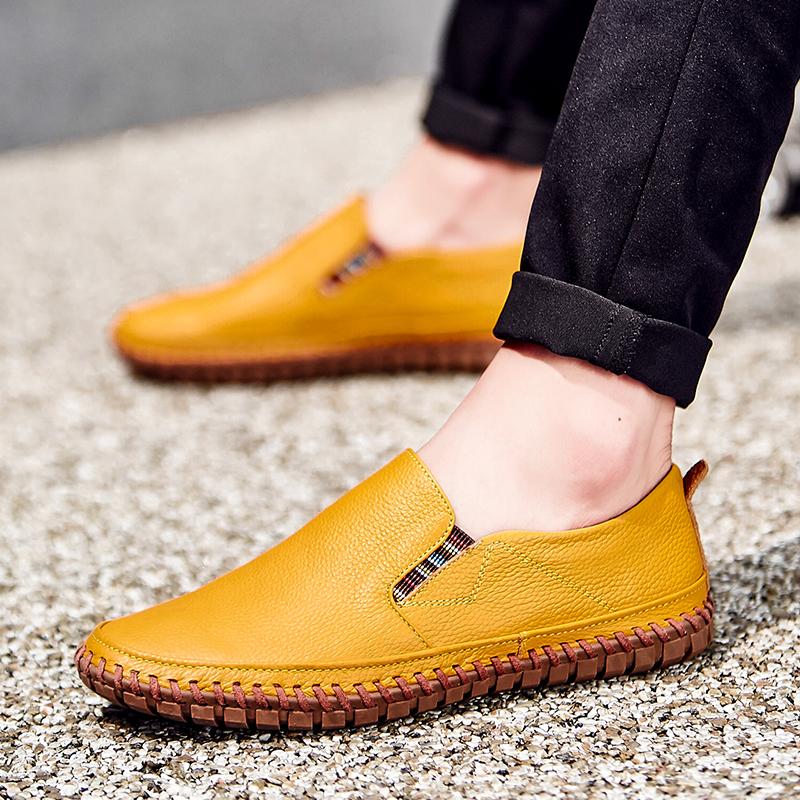 Fashion High Quality Men's Driving Shoes Stylish Men Casual Shoes Genuine Leather Mens Slip on Shoes Classic New Male Business Shoes