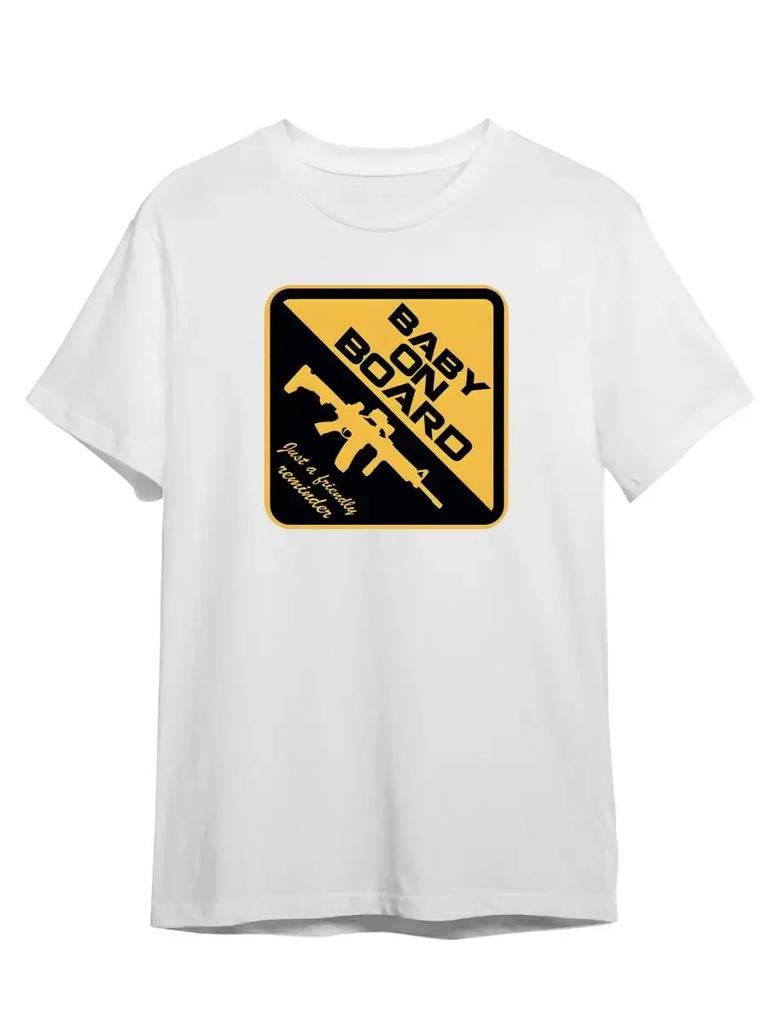 Baby On Board T-Shirt: Weapons Graphic Ironic Print