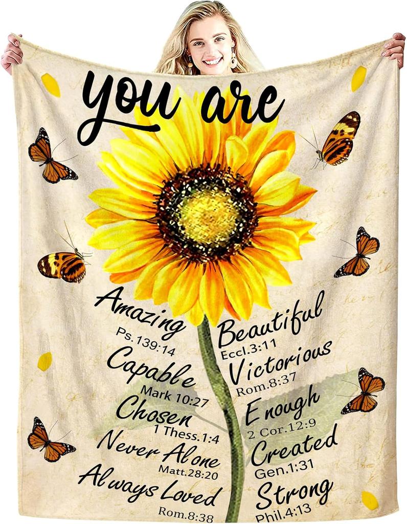 Inspirational Christian Throw Blanket X Soft Flannel Scripture Faith Prayer Healing Bible Verse Gift for Women