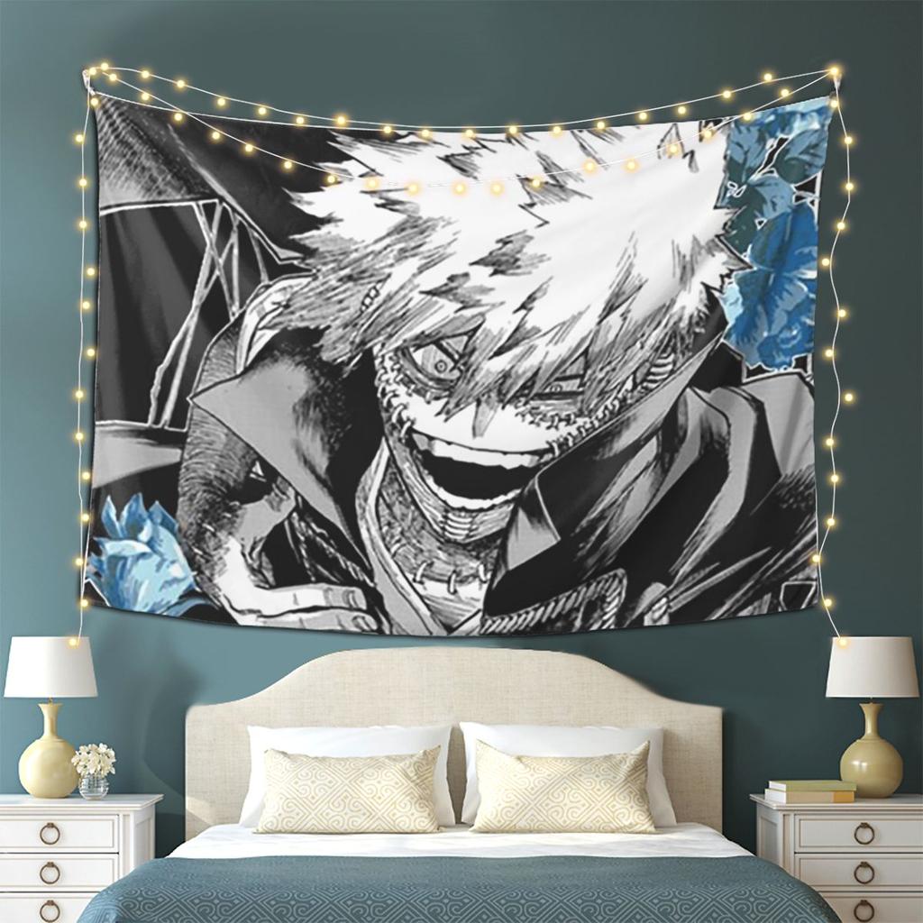My Hero Academia Dabi Anime Fiori Blu Arazzo da Parete Estetico Decorazione per la Casa Arazzi per Soggiorno Camera da Letto