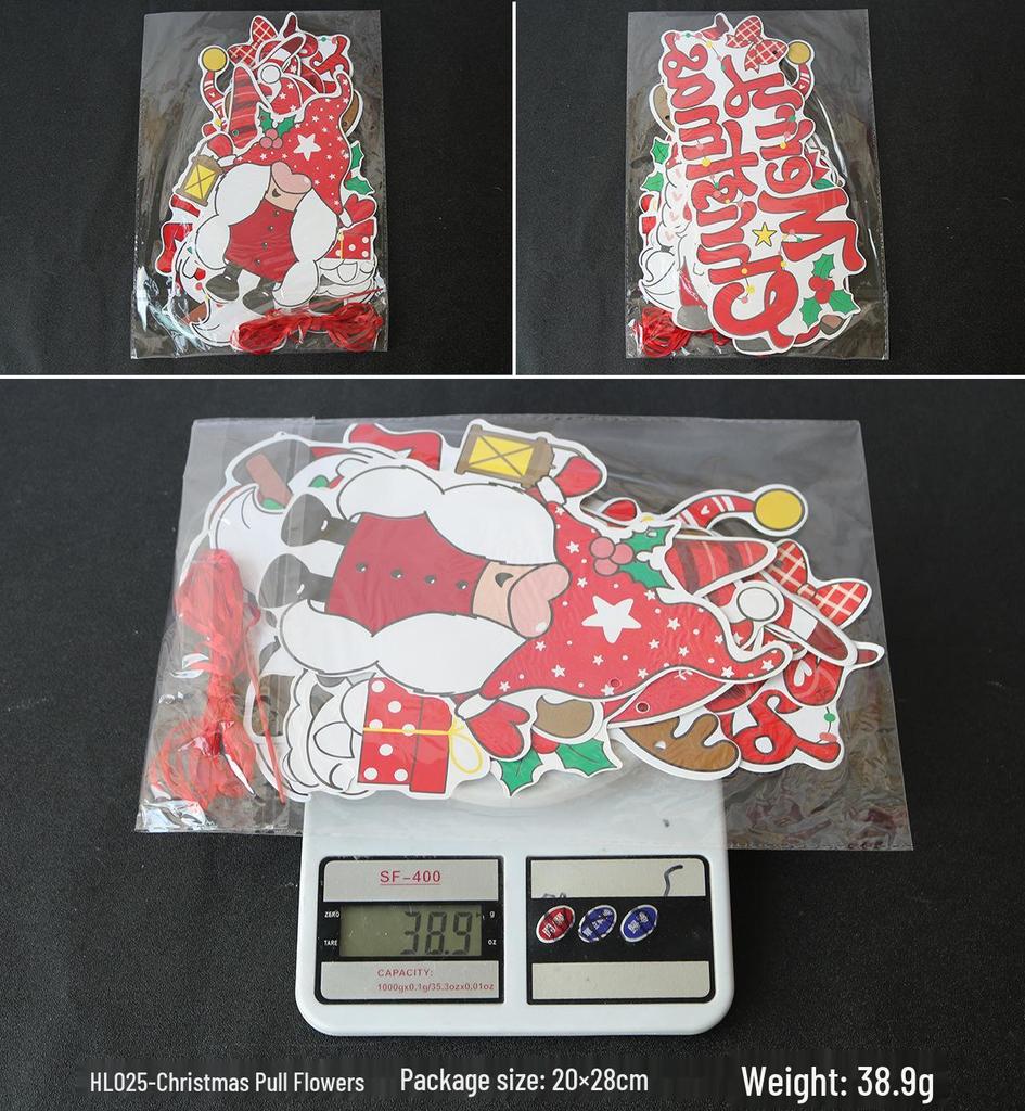 Snowflake & Santa Claus Christmas Banner - Holiday Party Decoration Garland