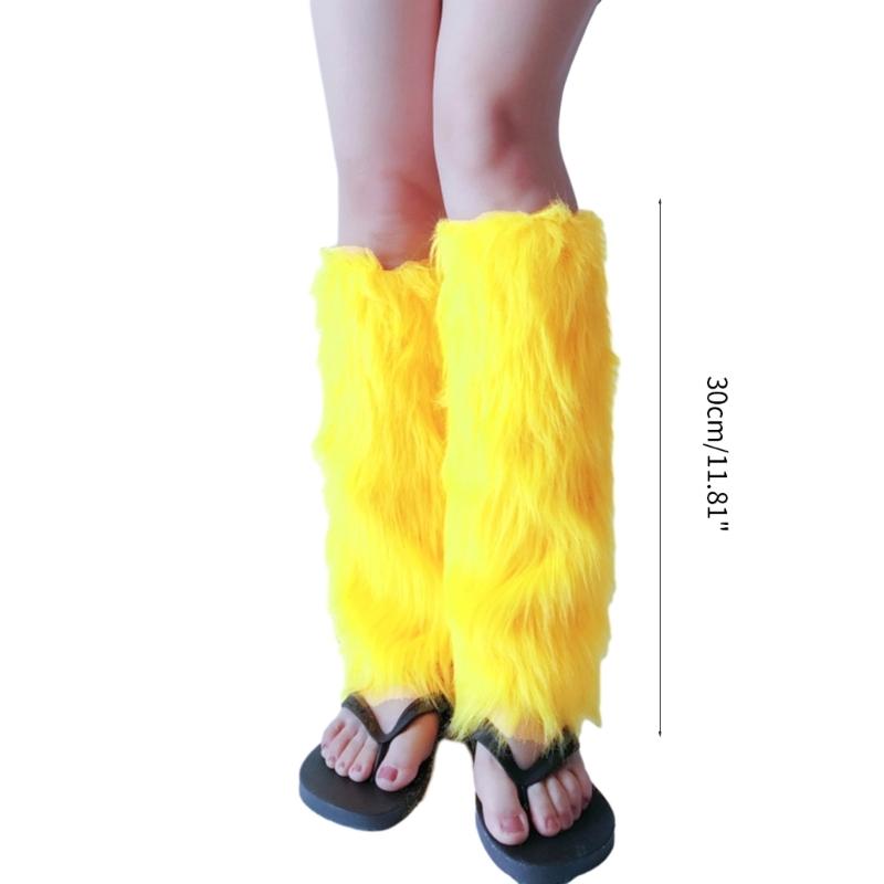 Damen-Pelz-Beinwärmer, Winter, pelzig, lange Stiefelmanschetten, flauschiger Schuhüberzug, Partykostüm für Urlaub, Festival, Auftritte, Spielen