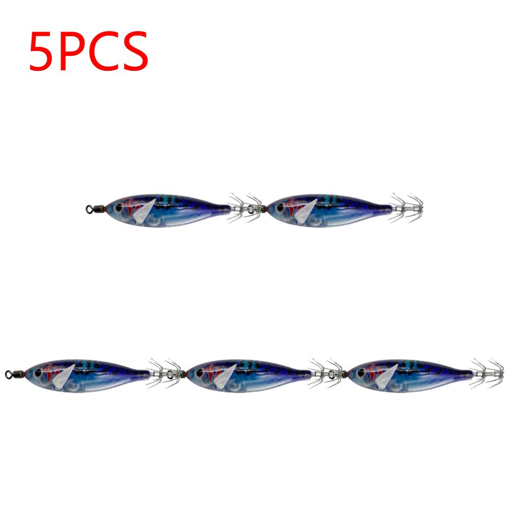 5/10PCS 5.7g 8cm Simulation Glow Wood Shrimp Lure Lead Sinker Shrimp Bait Clamp Hook Squid Hook Sea Fishing Octopus Squid Bait