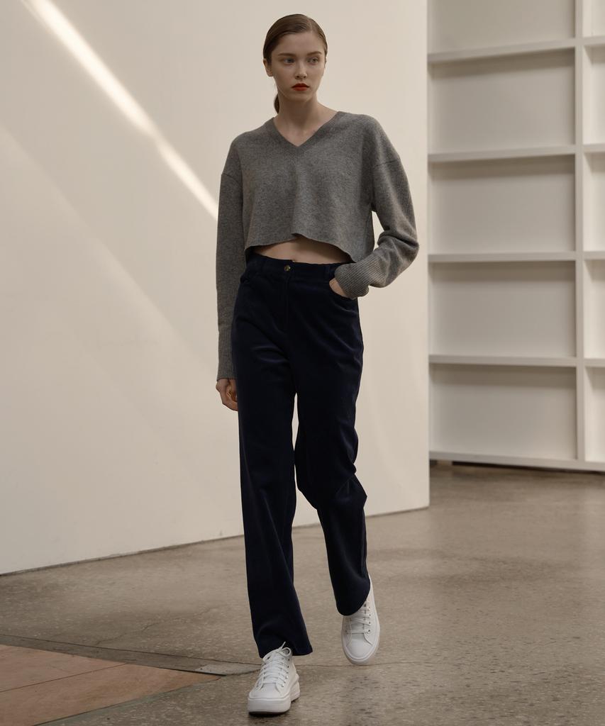 Illoil Corduroy Straight Pants - Blue