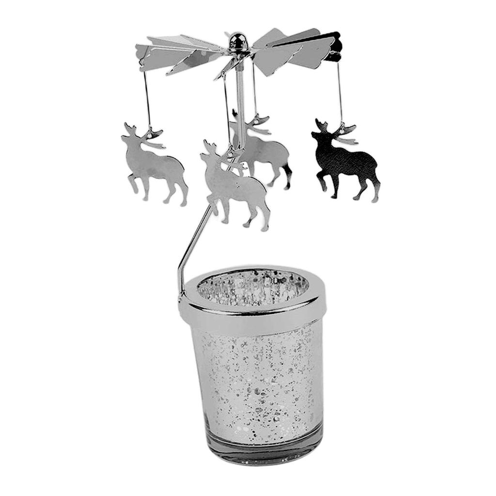 Spinning Tea Light Candle Holder Rotating Candlestick for Festive Wedding 