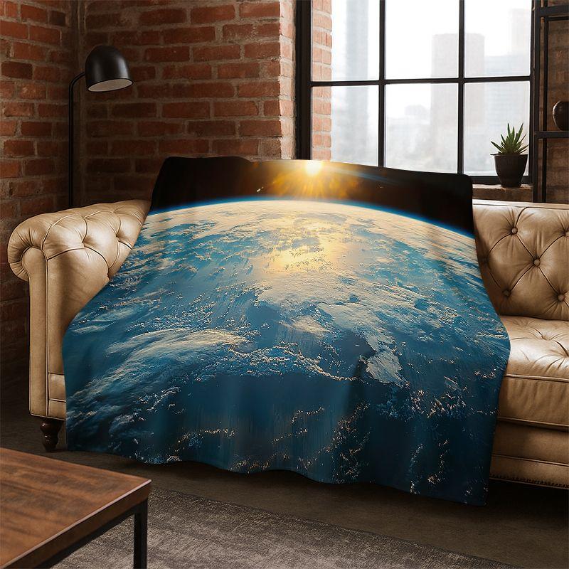 Universe Milky Way Space Stars Galaxy Earth Flannel Blanket Soft Warm Throw Blanket for Bedroom Living Room Bed Travel Camping
