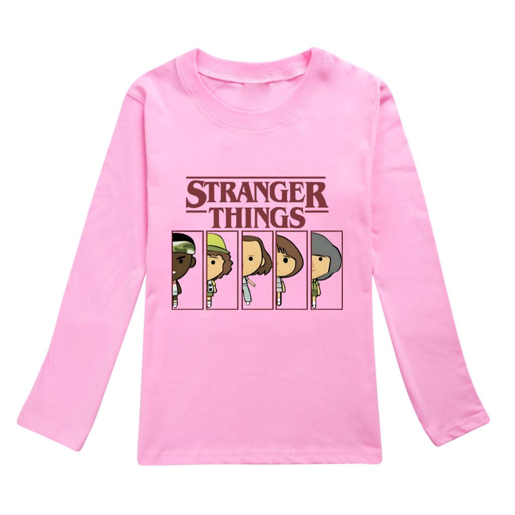 5248 Kids Stranger Print Cotton Long Sleeves T-Shirt