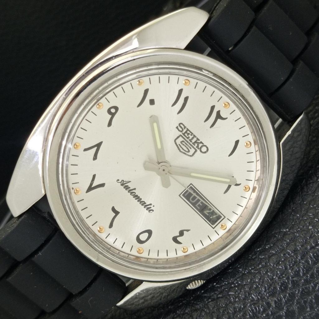 

AUTOMATIC VINTAGE SEIKO 5 JAPAN 6119C MENS ARABIC SILVER DIAL WATCH a702451-5 R124-a702451