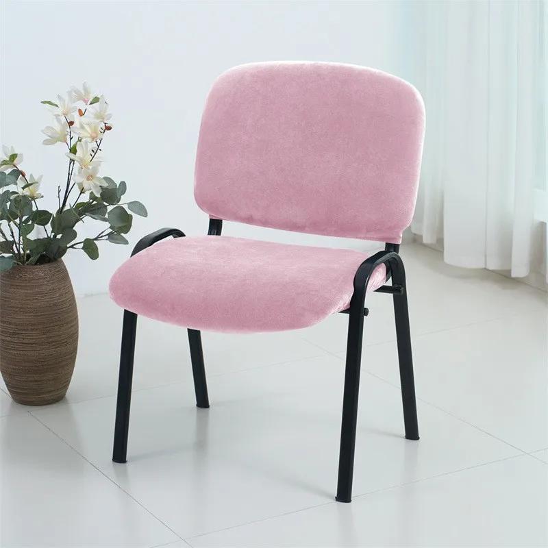 2Pcs/Set Soft Velvet Folding Dining Chair Cover Elastic Backrest Seat Cover Computer Seat Slipcovers for Banquet Home Decor