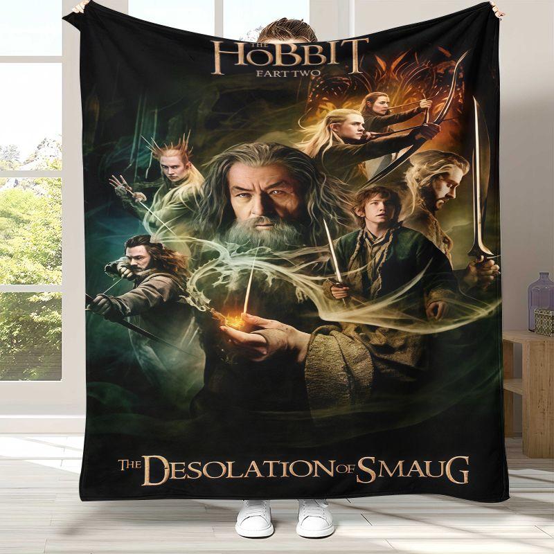Retro L-Lord of The Rings H-Hobbit Flannel Blanket,Ultra Soft Warm Plush Throw for Home Bedroom Bed Sofa Cover Office Picnic