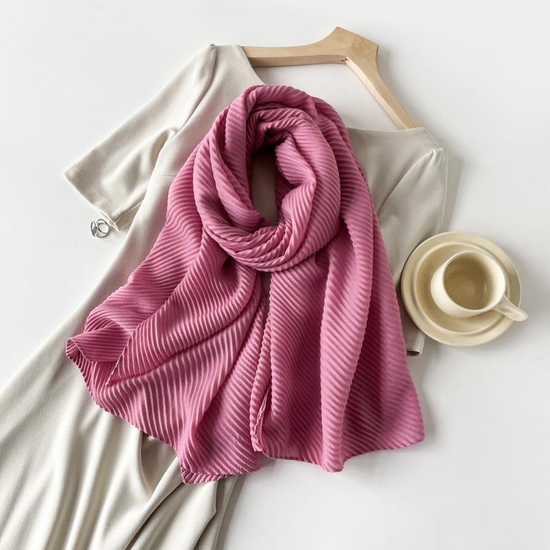 Solid color imitation cotton and linen silk scarf pleated women * 0cm square scarf imitation silk scarf headscarf